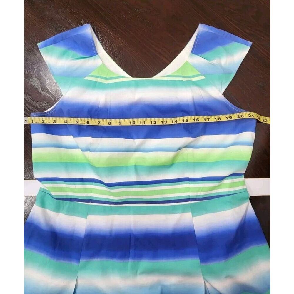 Alex Marie‎ size 16 white blue green striped sleeveless flare Pleated Dress - Picture 7 of 8